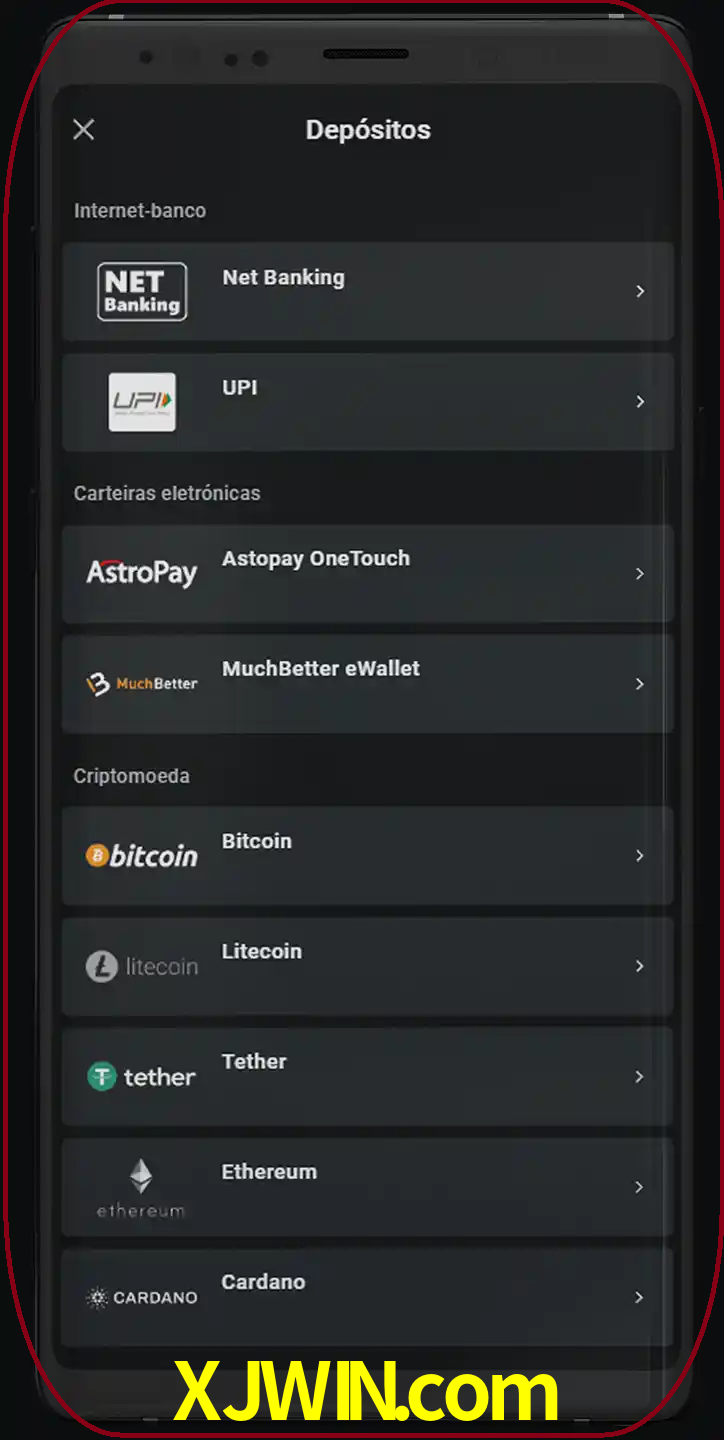 Você pode usar métodos alternativos de depósito.