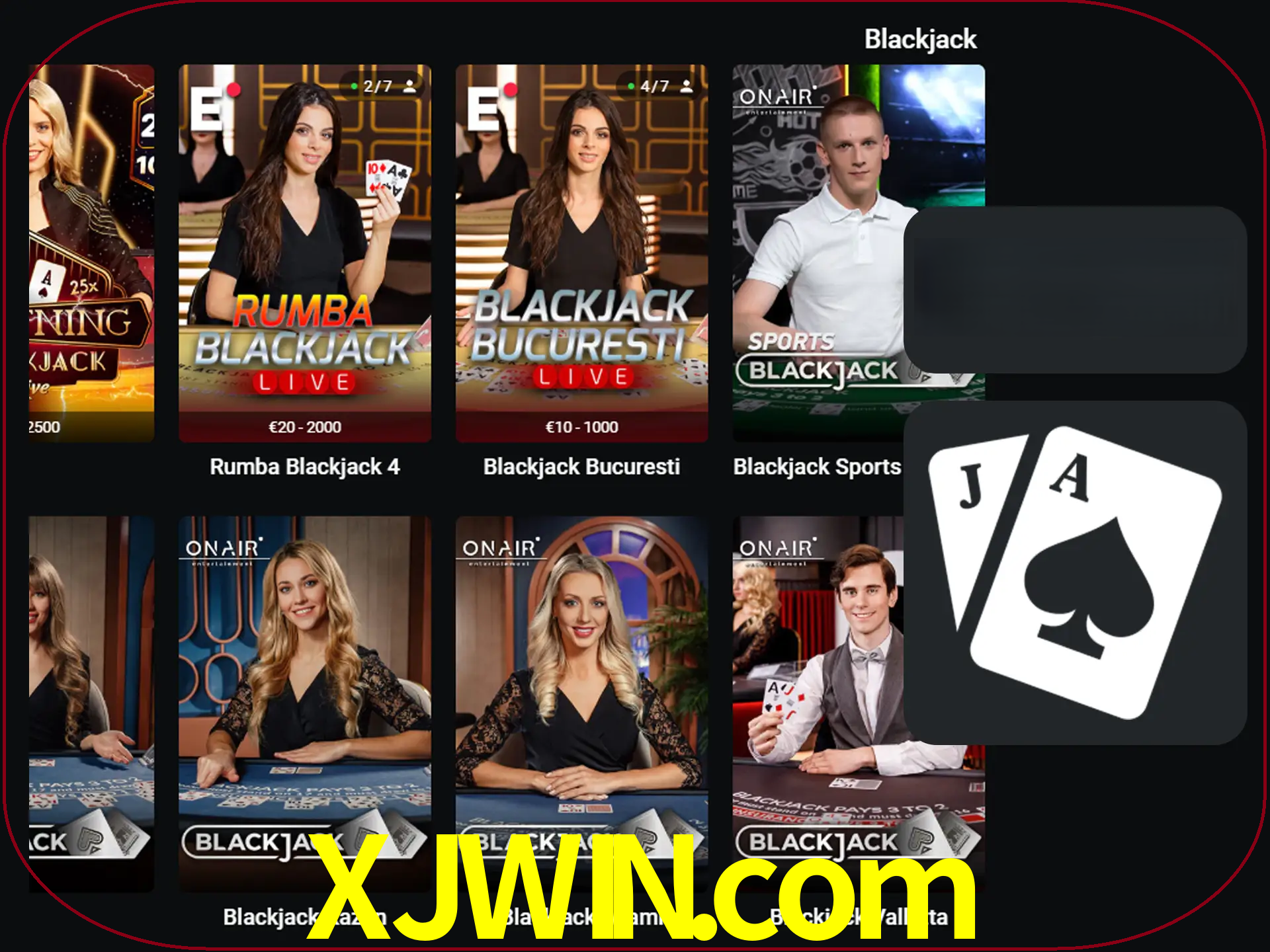 Escolha uma mesa completa de jogadores de blackjack.